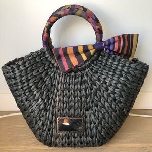 Ted Baker, Straw Tote/Shopper, Navy with Bow